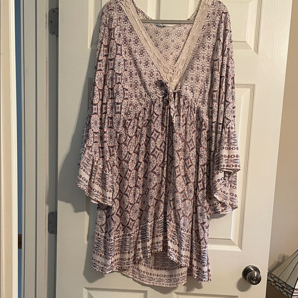 Nostalgia Cream and Purple Maxi Dress